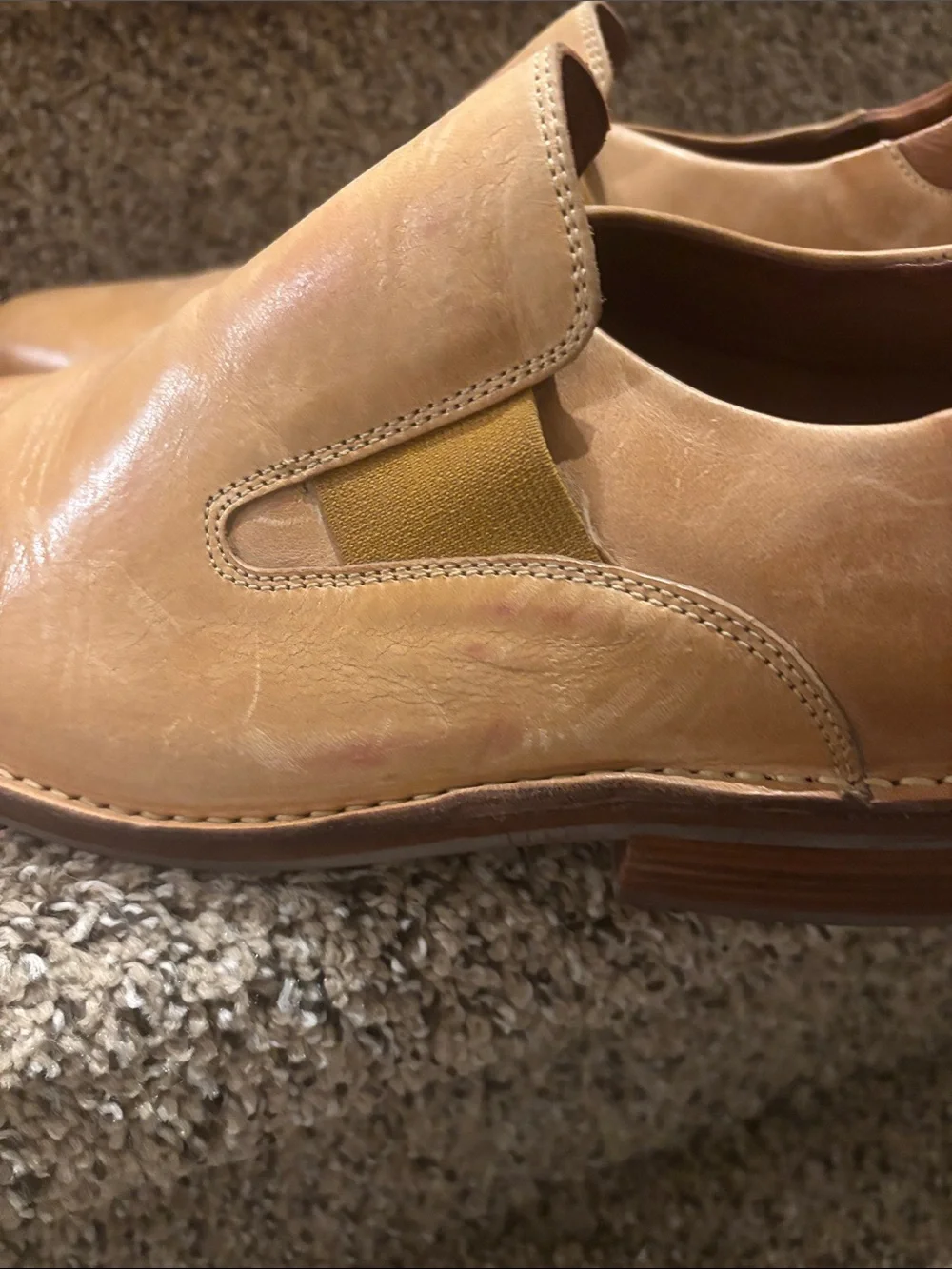 Colehaan leather upper Men's Tan Slip-On Leather Shoes 10 1/2 M made in Brazil